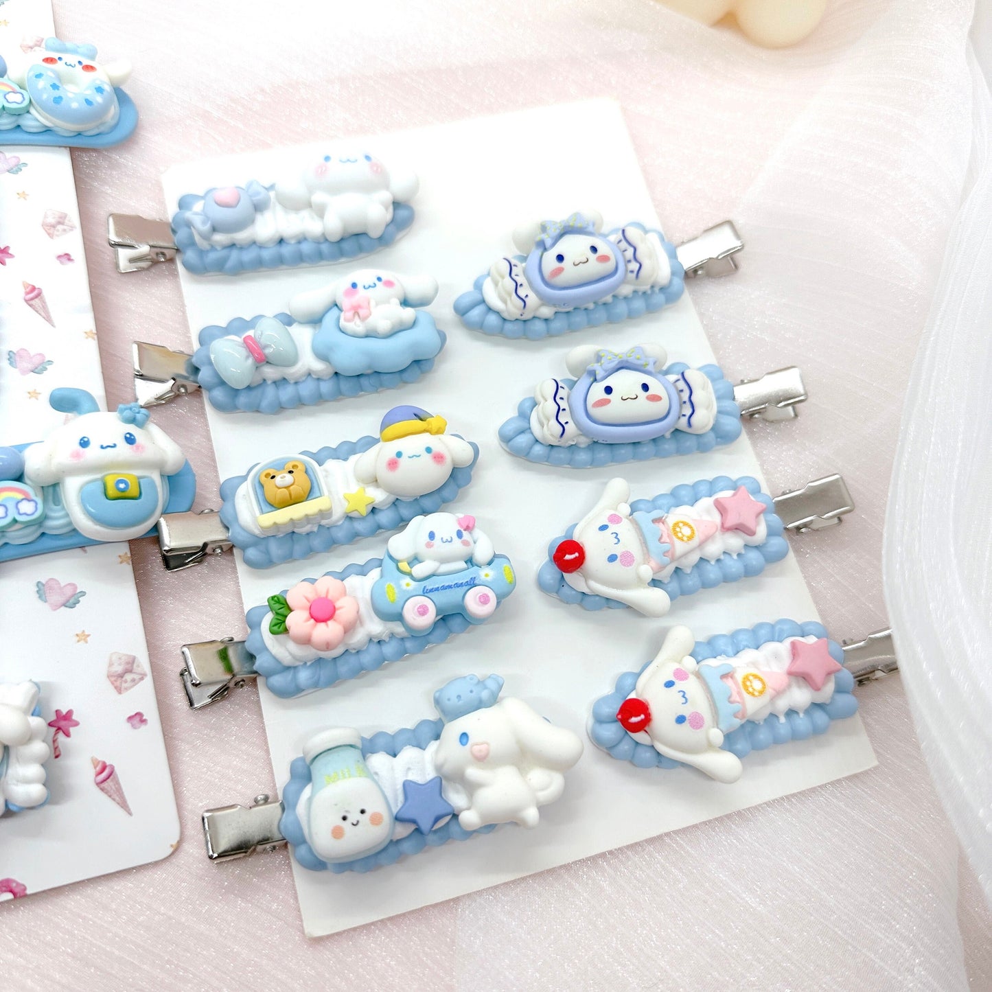 Kawaii Cinnamoroll hair clips, Handmade Sanrio Barrette, Random 1, cute decoden hair accessories, each one is unique