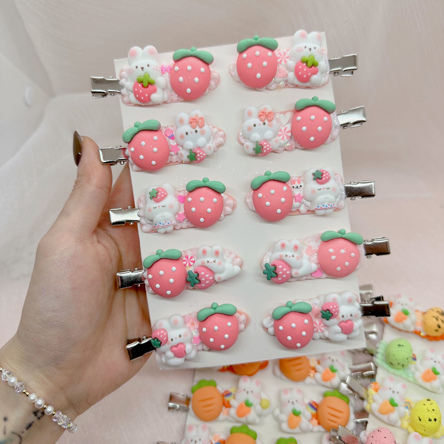 Kawaii Easter hair clips, Handmade Easter Barrette, Random 1, cute decoden hair accessories, each one is unique