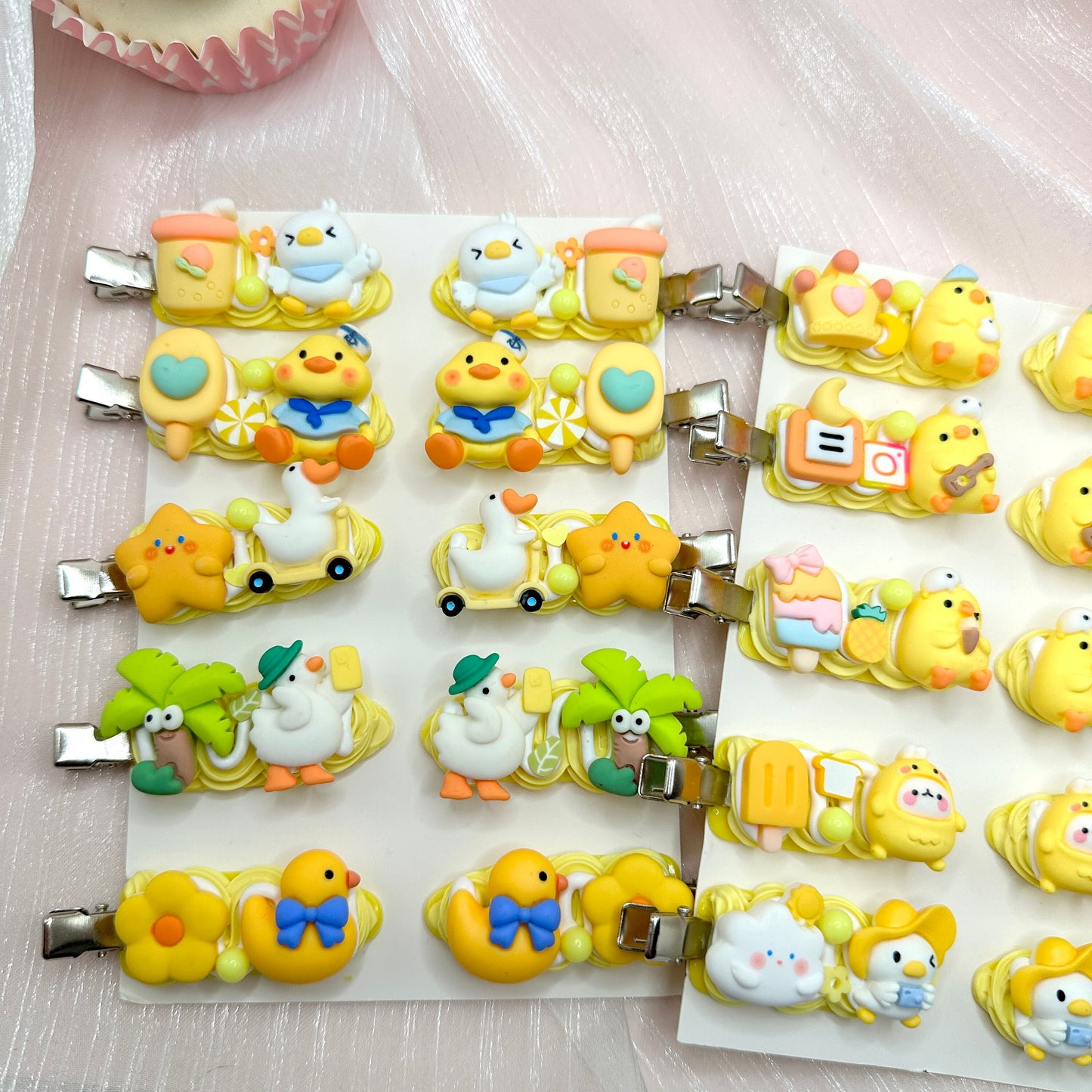 Kawaii Ducky & Chicken hair clips, Yellow Animal Hair Clips, Random 1, cute decoden hair accessories, each one is unique