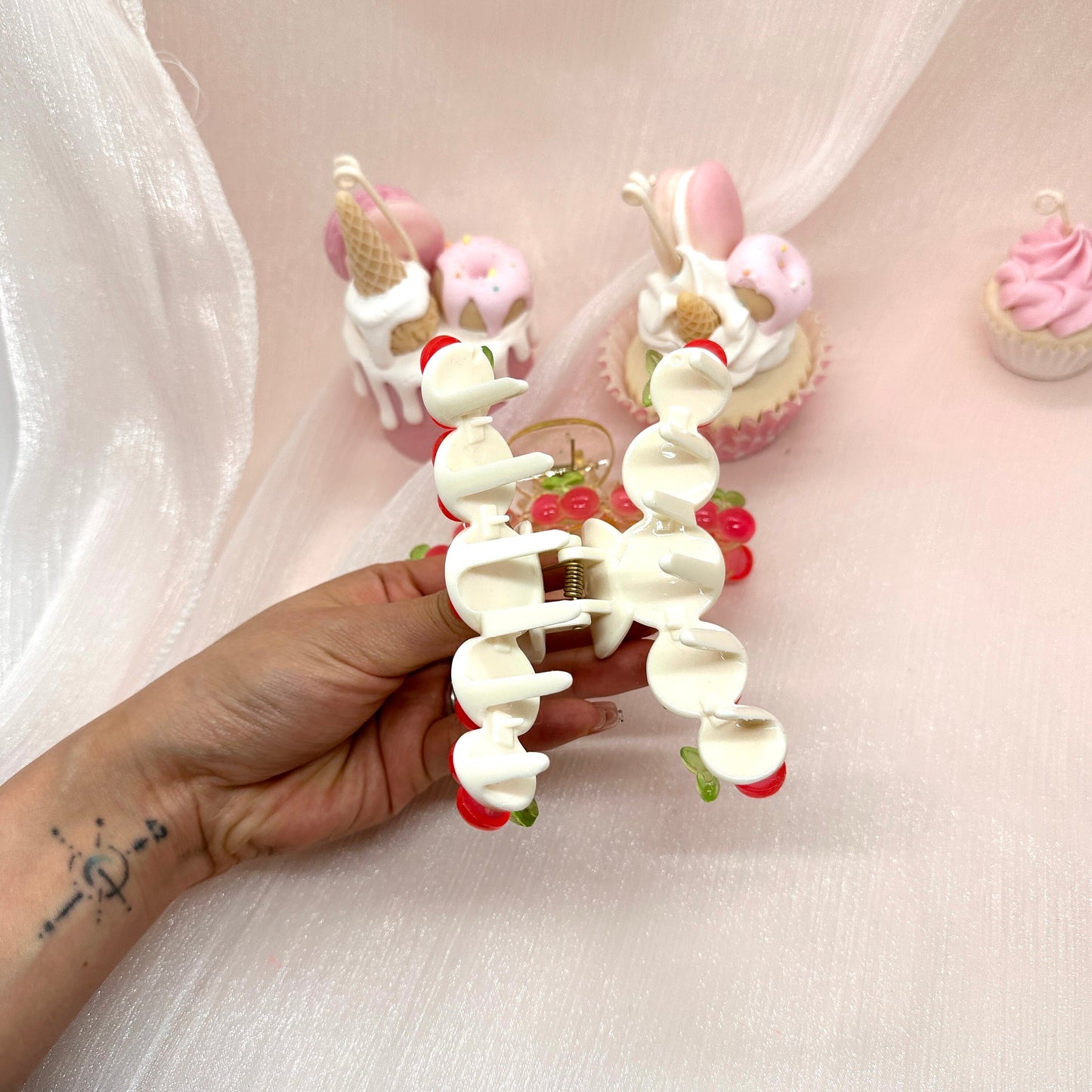 Handmade Cherries Hair Claws, Fruit Hair Claws, Hair Accessories, Cherry Banana Claws, Cherry hair claw, Girl Hair Clips