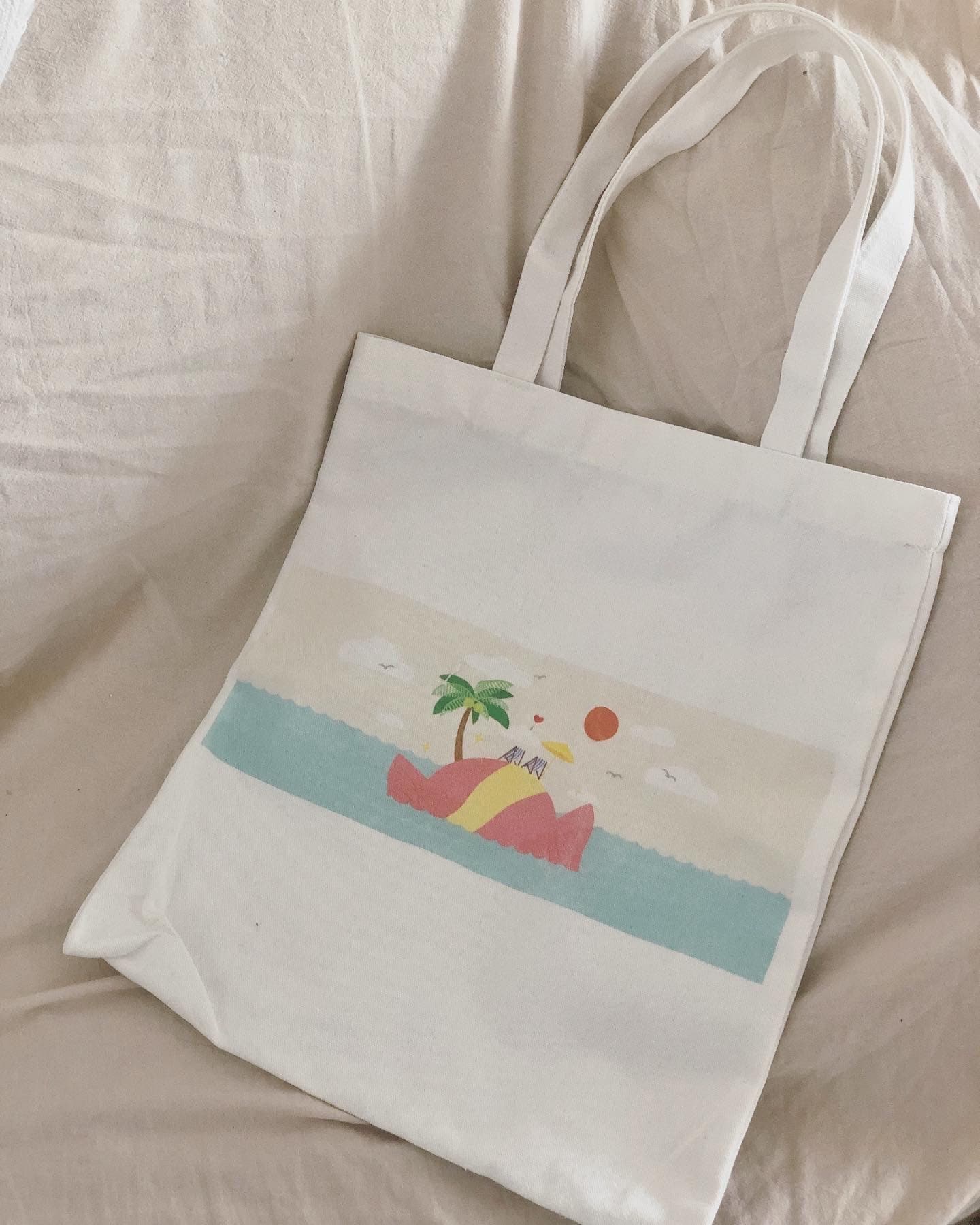 Candy Wrap Island Tote Bag, Aesthetic Tote Bag, Kawaii Tote Bag, Canvas bag, Fabric Bag, Daily Use Bag, Shopping Bag, Shoulder Bag