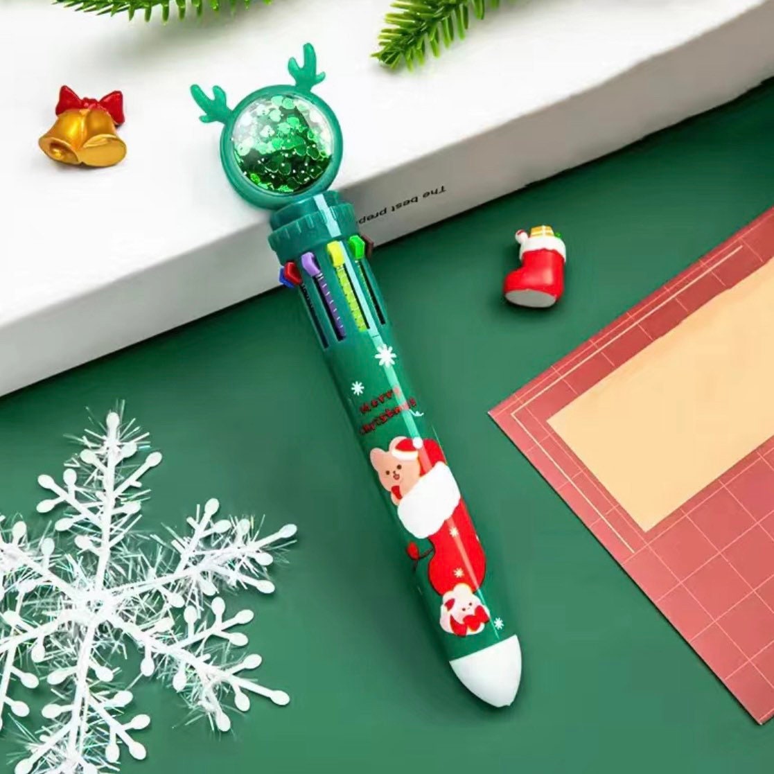 Kawaii Christmas 10 colors pen, Cute Stationery, Ballpoint Pens, Christmas Gifts for Children, Christmas gifts