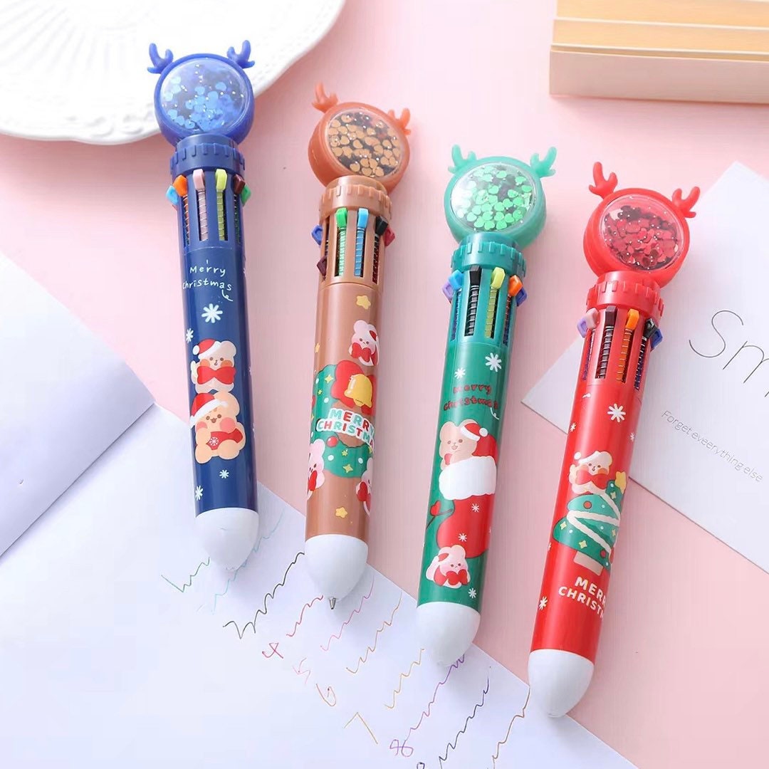 Kawaii Christmas 10 colors pen, Cute Stationery, Ballpoint Pens, Christmas Gifts for Children, Christmas gifts