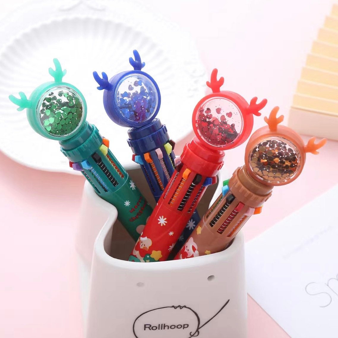 Kawaii Christmas 10 colors pen, Cute Stationery, Ballpoint Pens, Christmas Gifts for Children, Christmas gifts