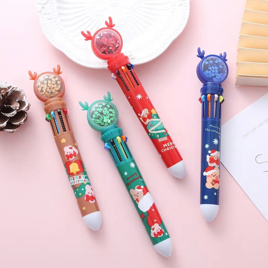 Kawaii Christmas 10 colors pen, Cute Stationery, Ballpoint Pens, Christmas Gifts for Children, Christmas gifts