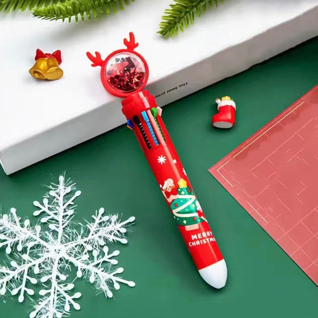 Kawaii Christmas 10 colors pen, Cute Stationery, Ballpoint Pens, Christmas Gifts for Children, Christmas gifts