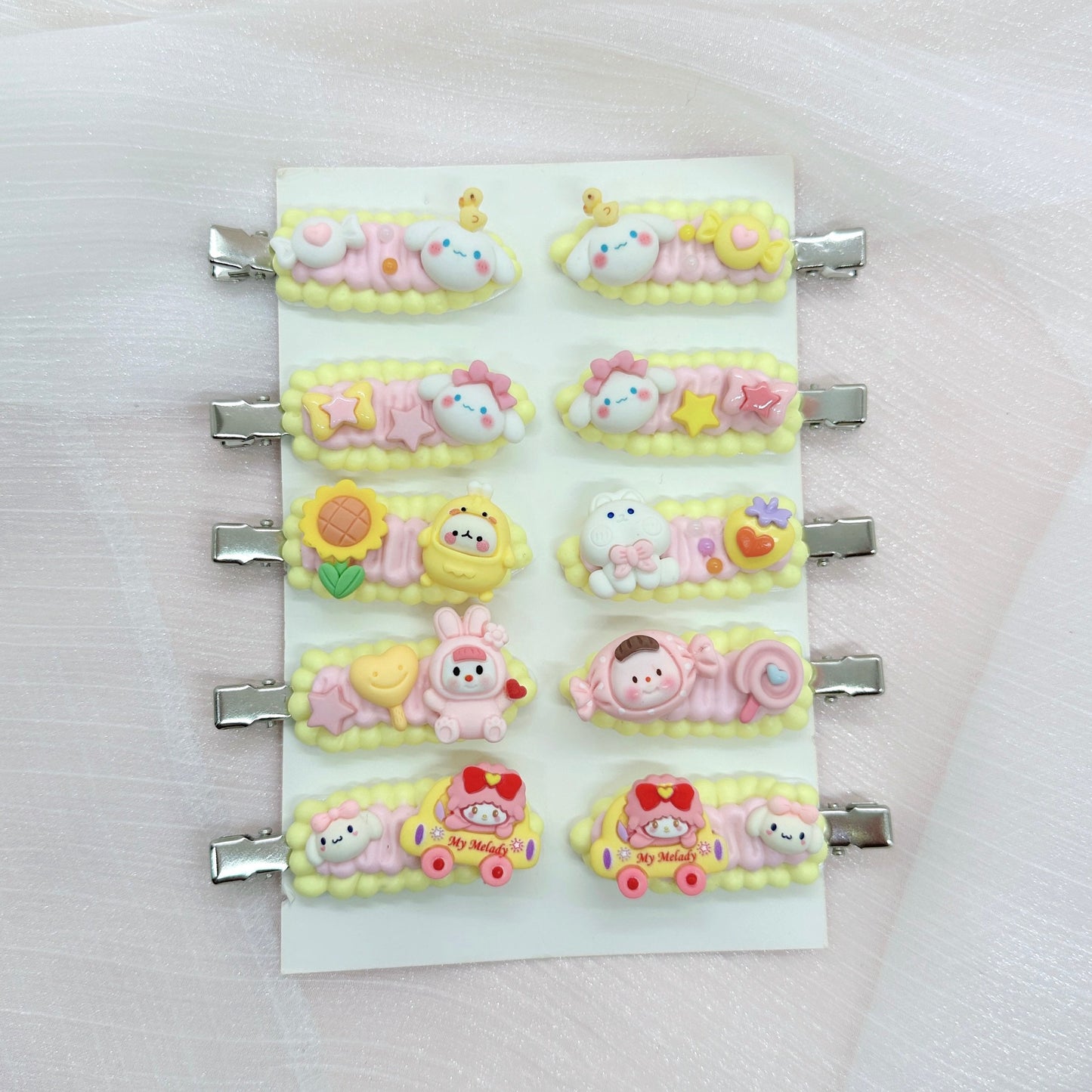 Kawaii Handmade hair clips, Color of your choice, Random 1, cute decoden hair accessories, each one is unique