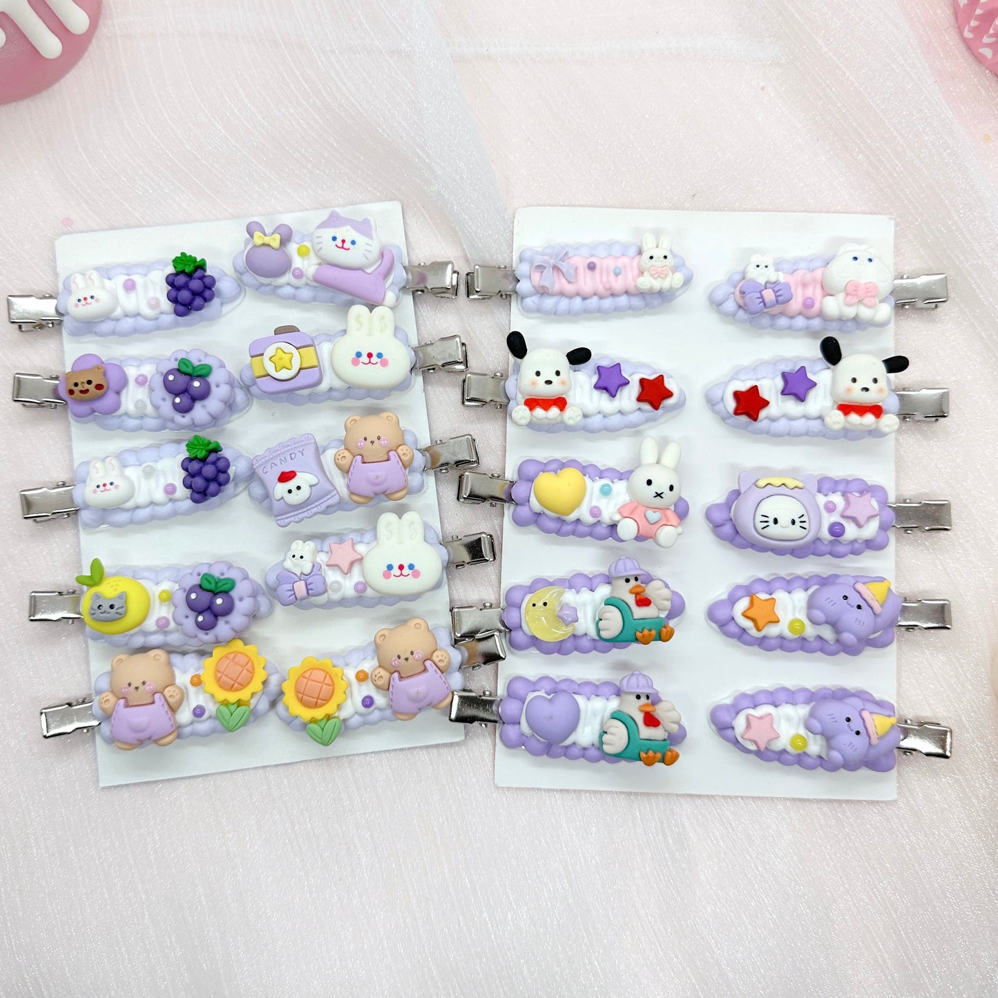 Kawaii Handmade hair clips, Color of your choice, Random 1, cute decoden hair accessories, each one is unique