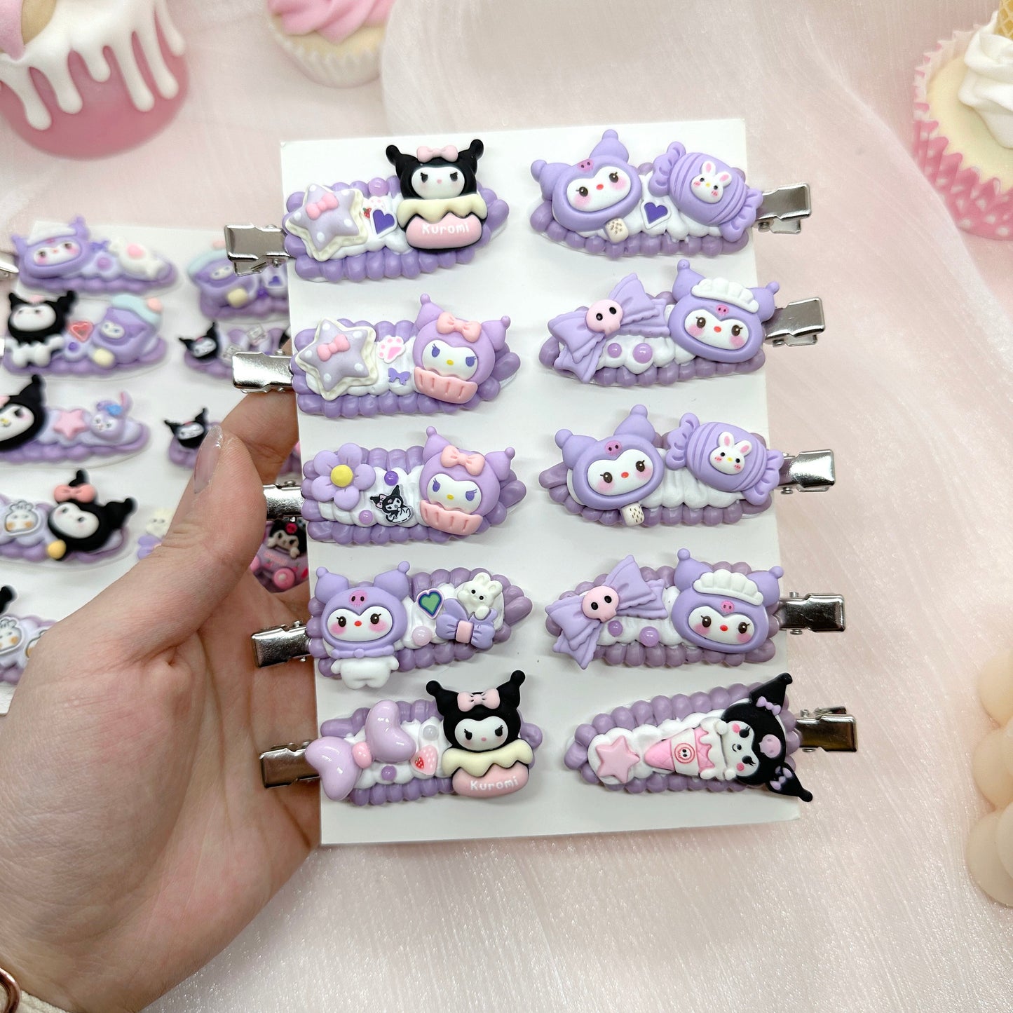 Kawaii Kuromi hair clips, Handmade Sanrio Barrette, Random 1, cute decoden hair accessories, each one is unique