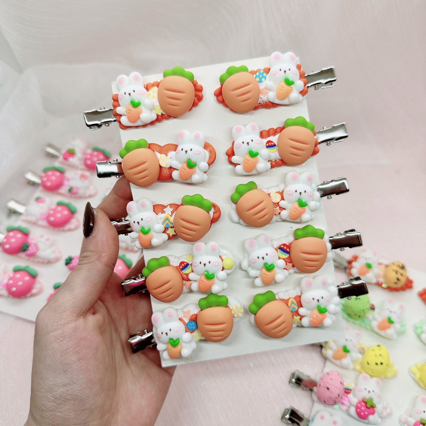 Kawaii Easter hair clips, Handmade Easter Barrette, Random 1, cute decoden hair accessories, each one is unique