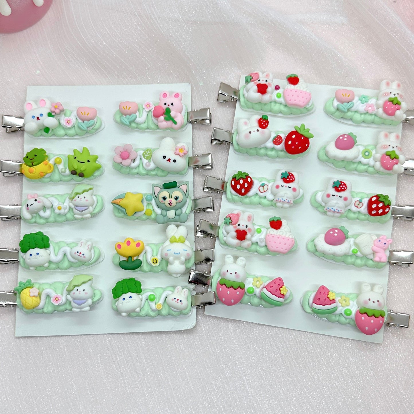 Kawaii Handmade hair clips, Color of your choice, Random 1, cute decoden hair accessories, each one is unique