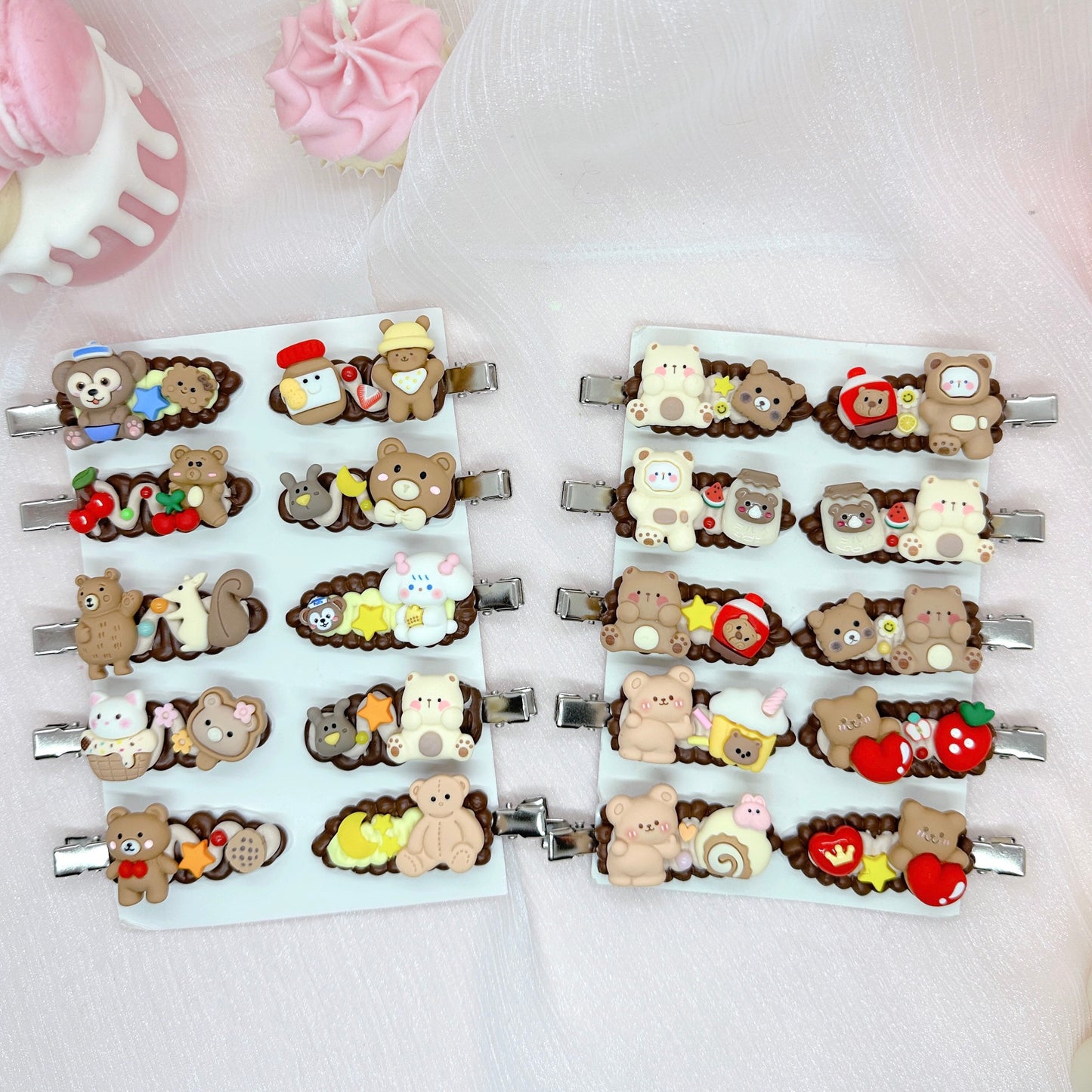 Kawaii Handmade hair clips, Color of your choice, Random 1, cute decoden hair accessories, each one is unique