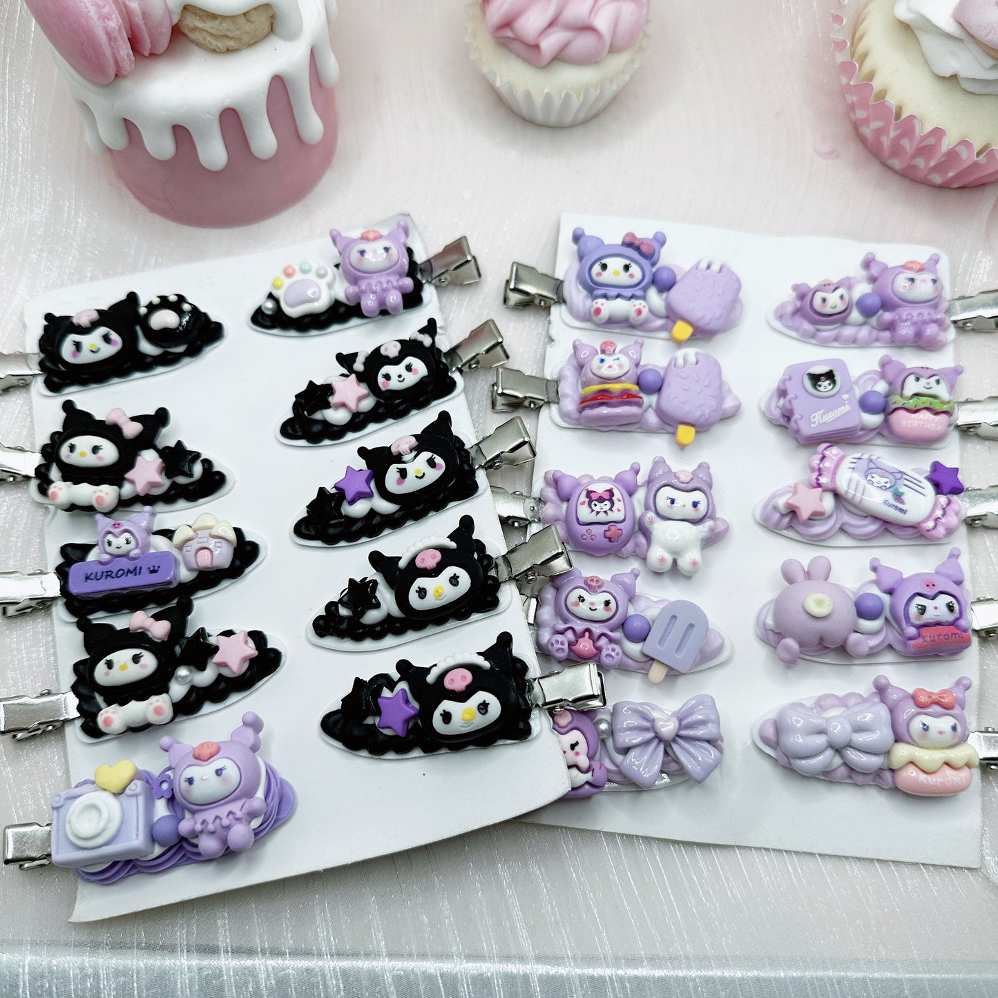 Kawaii Kuromi hair clips, Handmade Sanrio Barrette, Random 1, cute decoden hair accessories, each one is unique