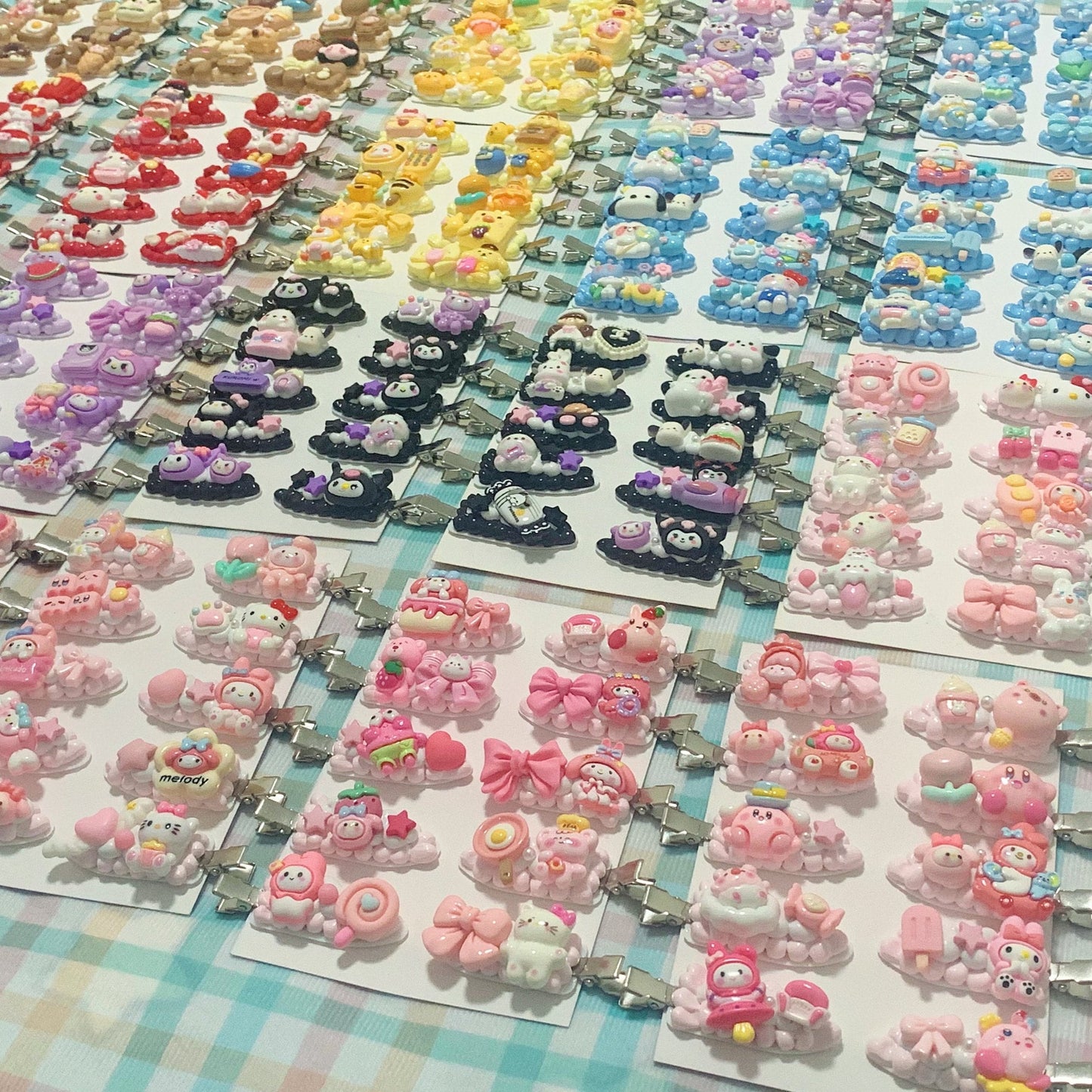 Kawaii Handmade hair clips, Color of your choice, Random 1, cute decoden hair accessories, each one is unique