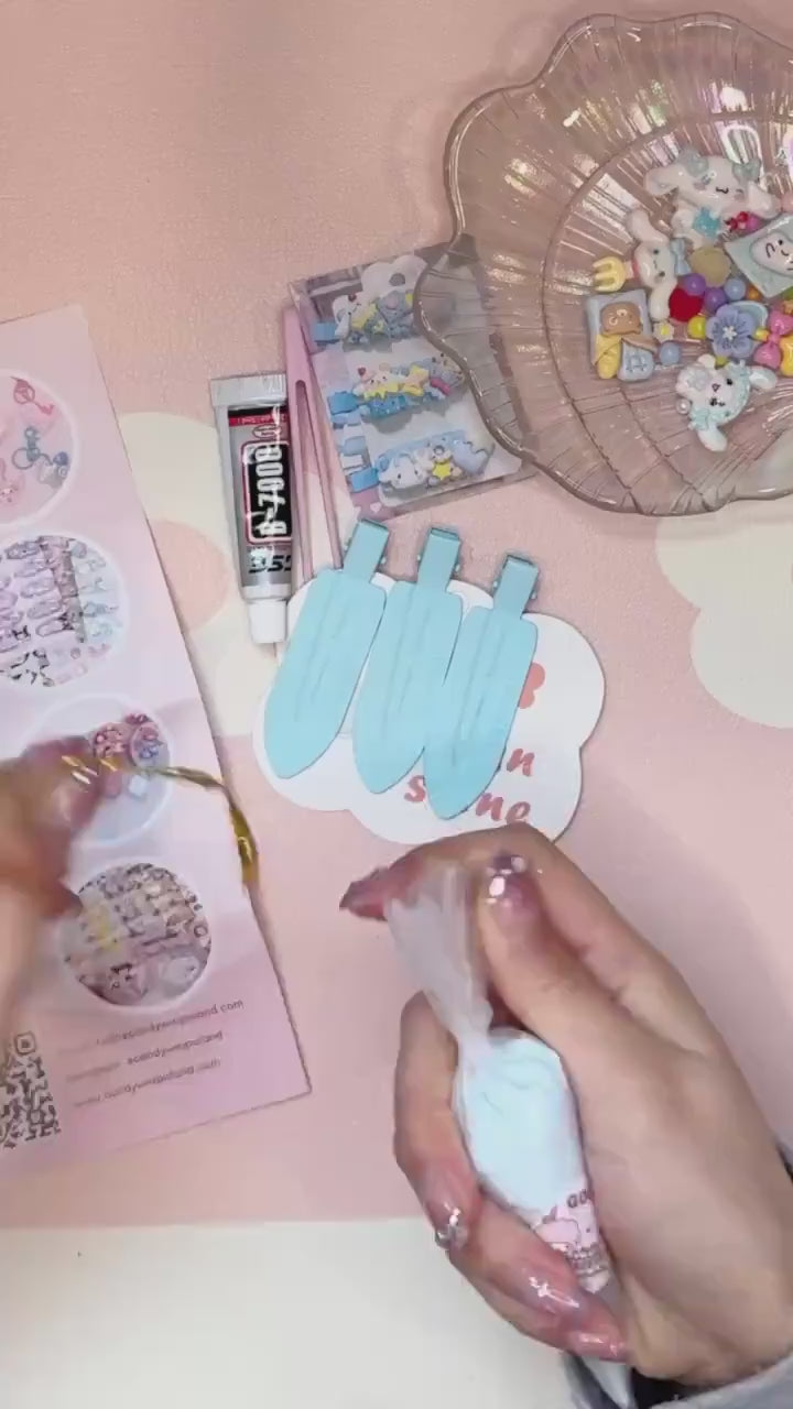 Decoden Pop Out Brush with Mirror DIY Kit, Handmade Brush,  Kawaii Compact Mirror, Girl Hairbrush, DIY craft kit