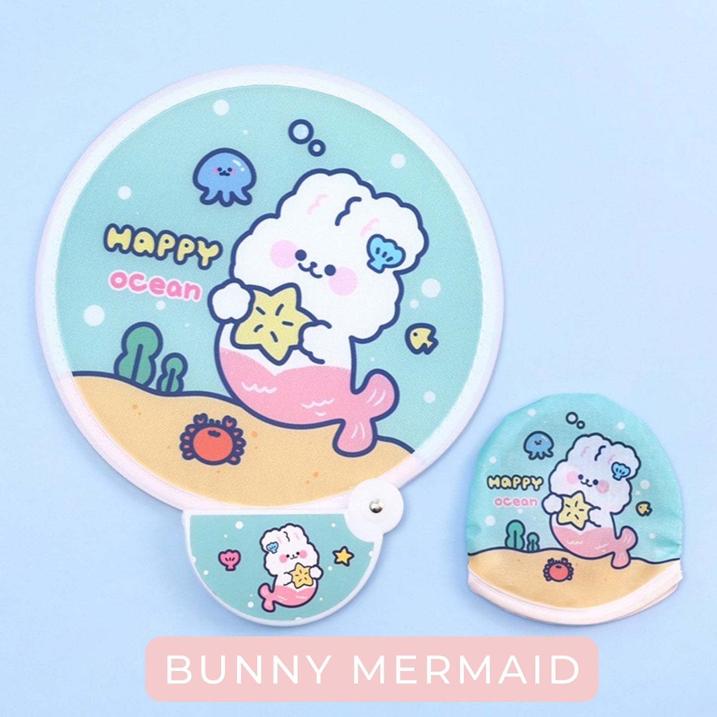 Pocket Foldable Fan, Kawaii Fold-Up Hand Fan, Circular Fan, Collapsible Fan, Cartoon Round Fan, Summer Accessories