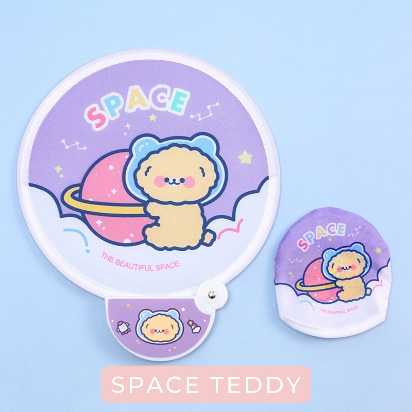 Pocket Foldable Fan, Kawaii Fold-Up Hand Fan, Circular Fan, Collapsible Fan, Cartoon Round Fan, Summer Accessories