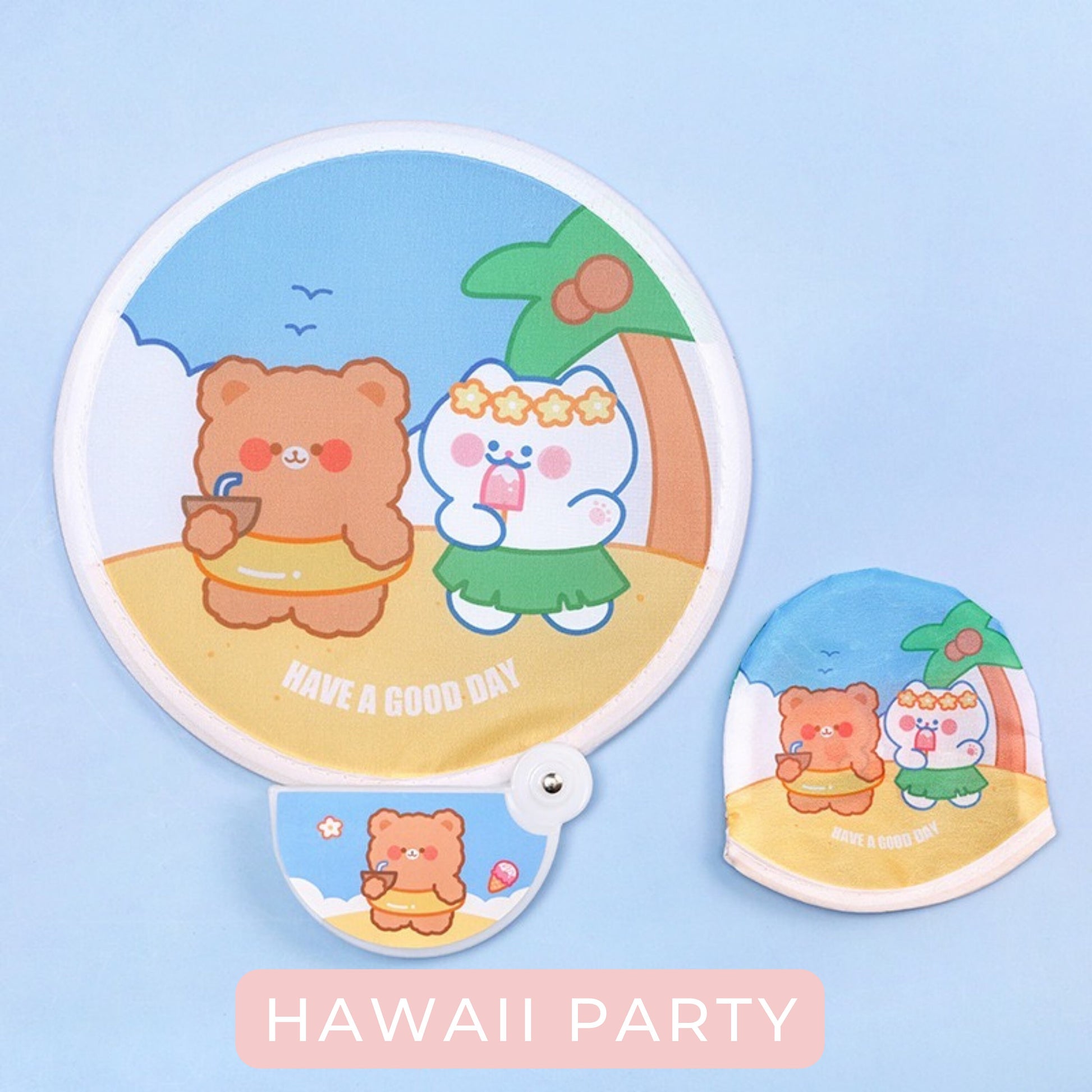 Pocket Foldable Fan, Kawaii Fold-Up Hand Fan, Circular Fan, Collapsible Fan, Cartoon Round Fan, Summer Accessories