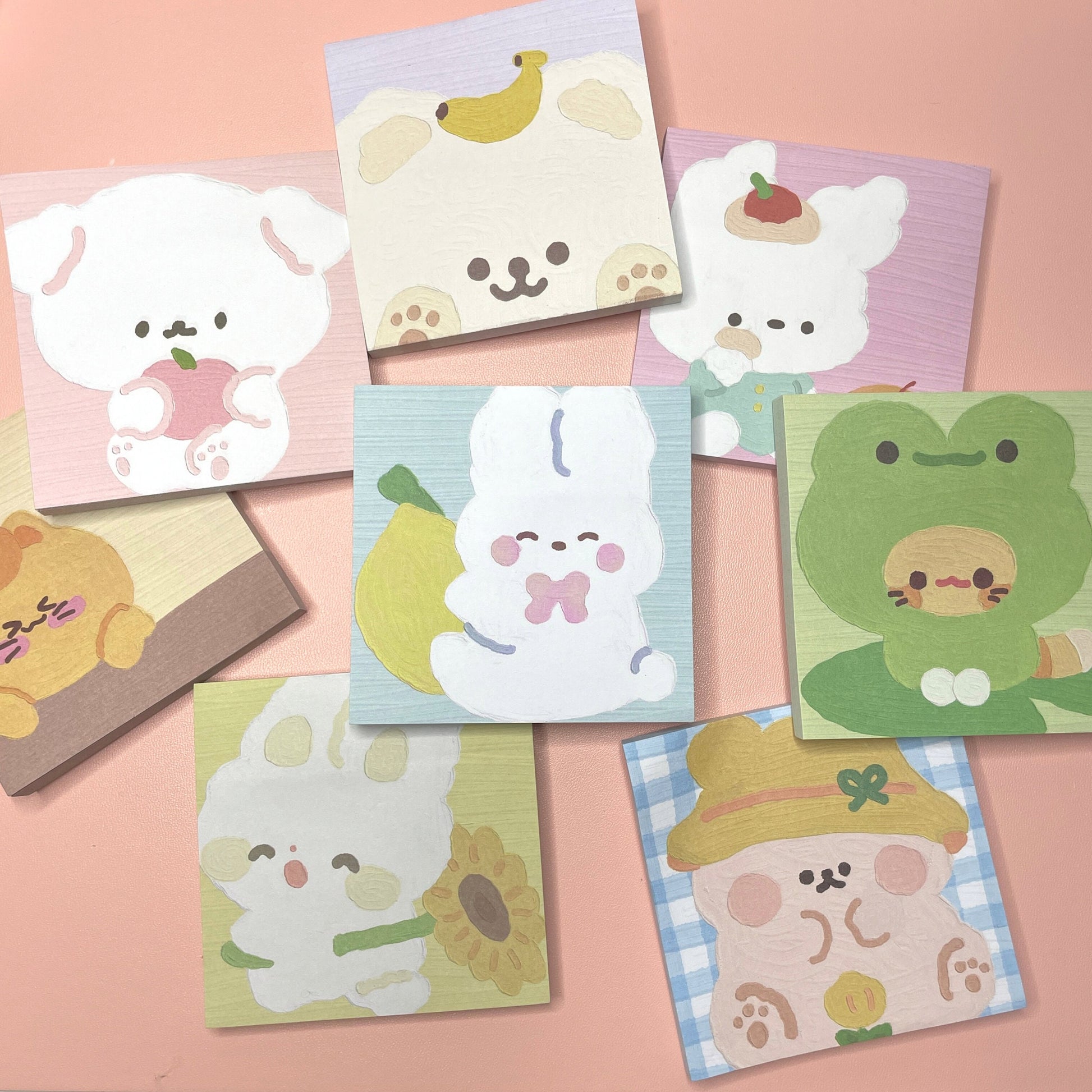Oil Painting Cartoon Animal Sticky Notes, Study and Office Supplies, Kawaii Stationery, Memo Pad, To Do List, Check List, 80 Pages
