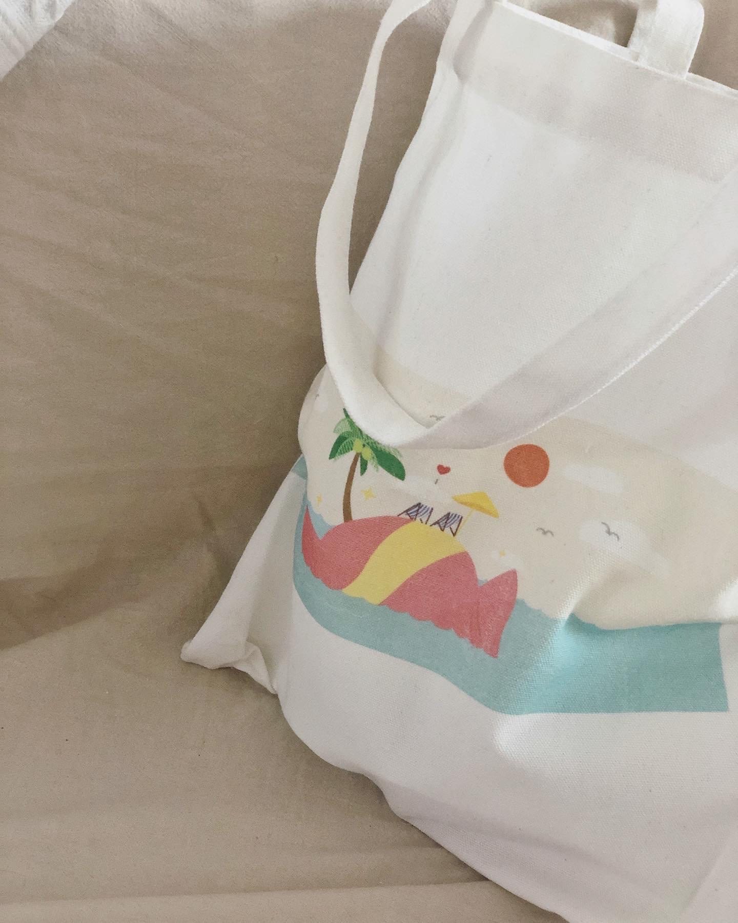 Candy Wrap Island Tote Bag, Aesthetic Tote Bag, Kawaii Tote Bag, Canvas bag, Fabric Bag, Daily Use Bag, Shopping Bag, Shoulder Bag