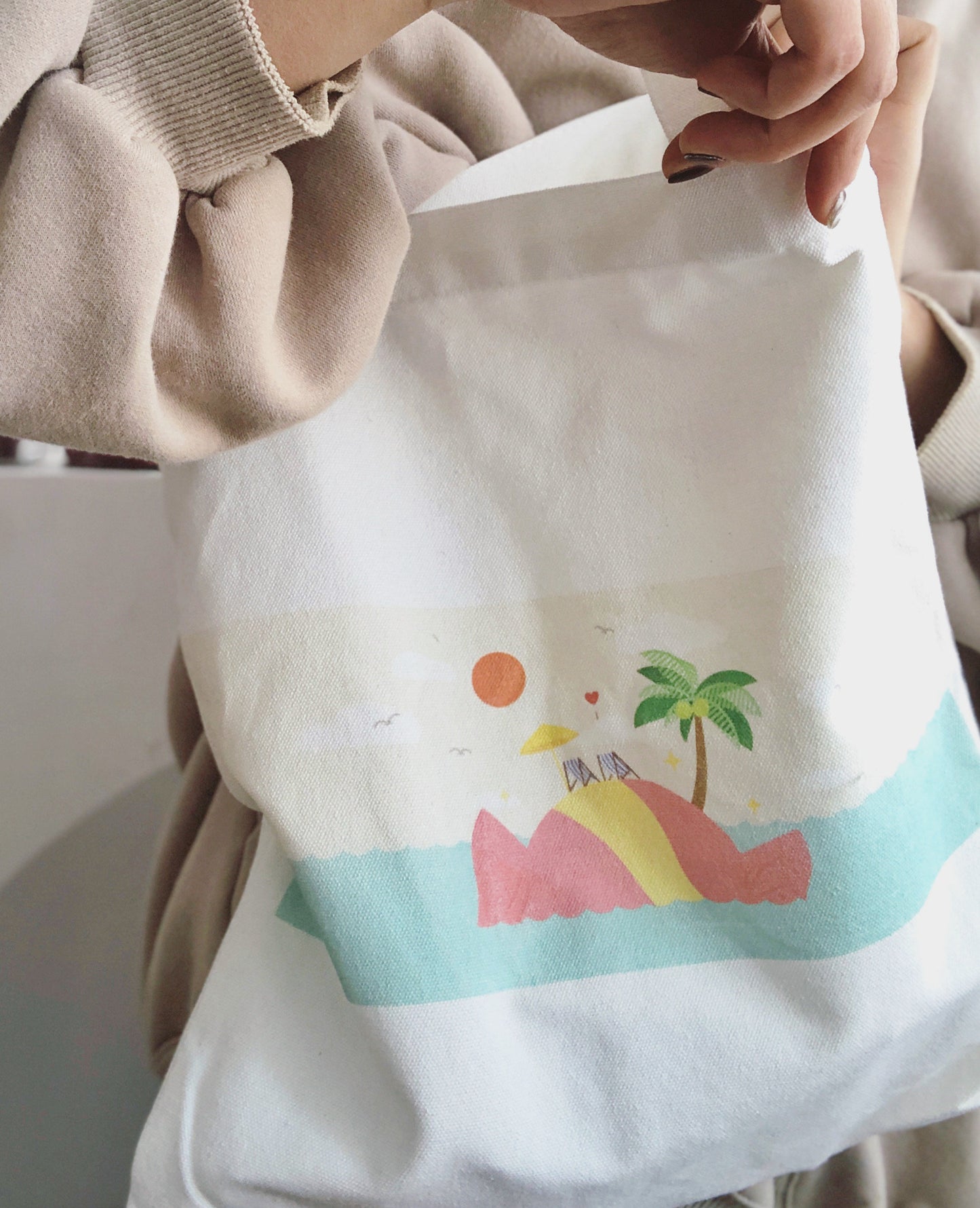 Candy Wrap Island Tote Bag, Aesthetic Tote Bag, Kawaii Tote Bag, Canvas bag, Fabric Bag, Daily Use Bag, Shopping Bag, Shoulder Bag