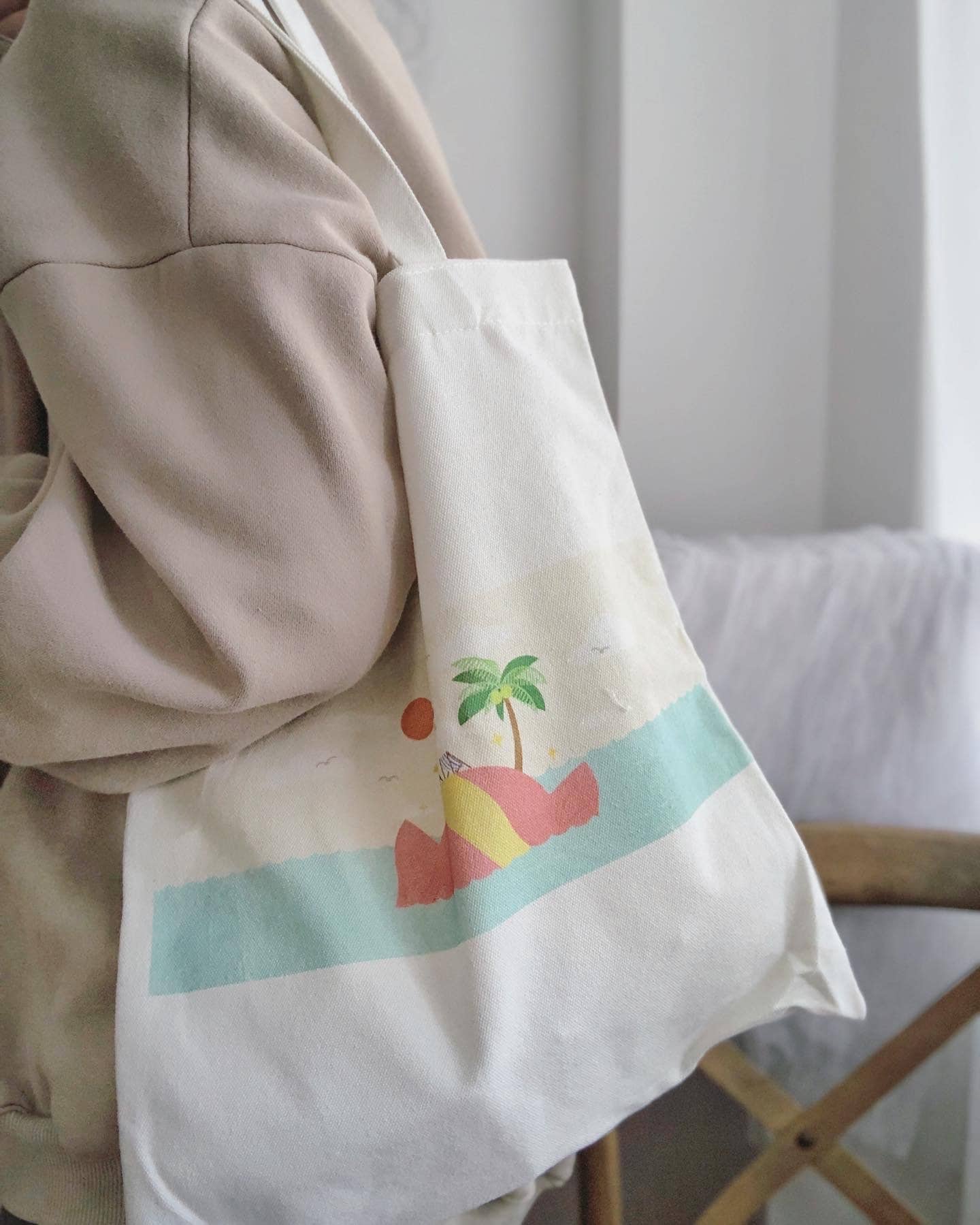 Candy Wrap Island Tote Bag, Aesthetic Tote Bag, Kawaii Tote Bag, Canvas bag, Fabric Bag, Daily Use Bag, Shopping Bag, Shoulder Bag