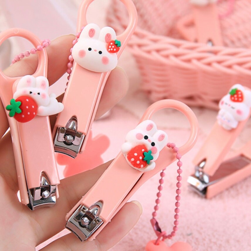 Kawaii Pink Bunny Nail Clipper, Toe Finger Nail Clippers Cutter for Girls/Women,