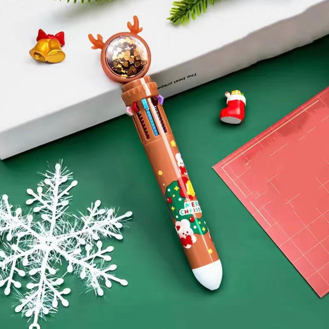 Kawaii Christmas 10 colors pen, Cute Stationery, Ballpoint Pens, Christmas Gifts for Children, Christmas gifts