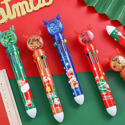 Kawaii Christmas 10 colors pen, Cute Stationery, Ballpoint Pens, Christmas Gifts for Children, Christmas gifts
