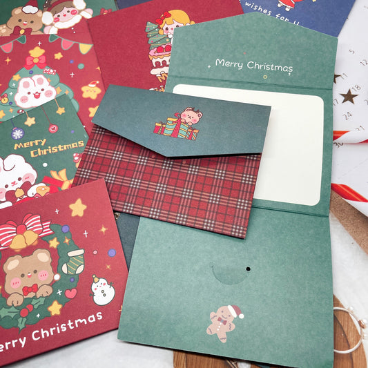Christmas Greeting Cards - Blank Cards, Creative Greeting Cards, Cute Stationery, Kawaii Greeting Cards, Birthday Cards, Bunny, Teddy Bear
