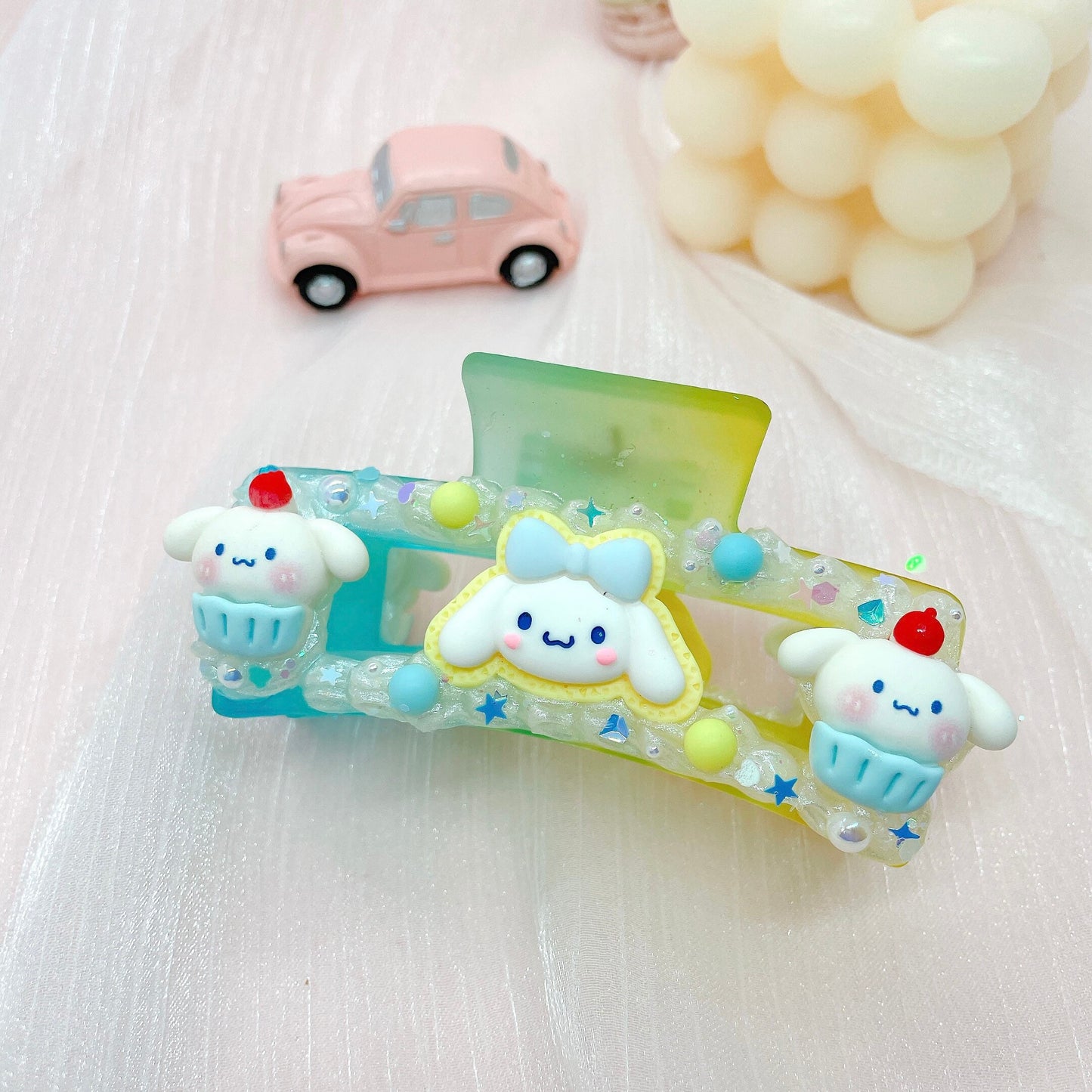 Handmade kawaii Cinnamoroll Hair Claws, Hair Accessories, Fake Cream Hair Clips, decoden hair claw, Girl Hair Clips