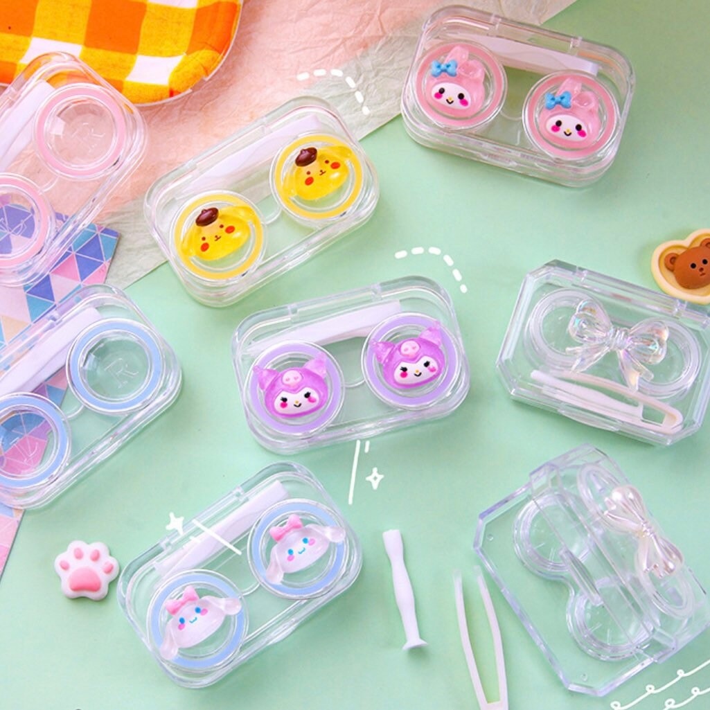 Kawaii Contact Lens Case, portable Contact Box, Cartoon Contact Box, Kuromi, Cinnamoroll, My Melody, Pochacco, Pompompurin