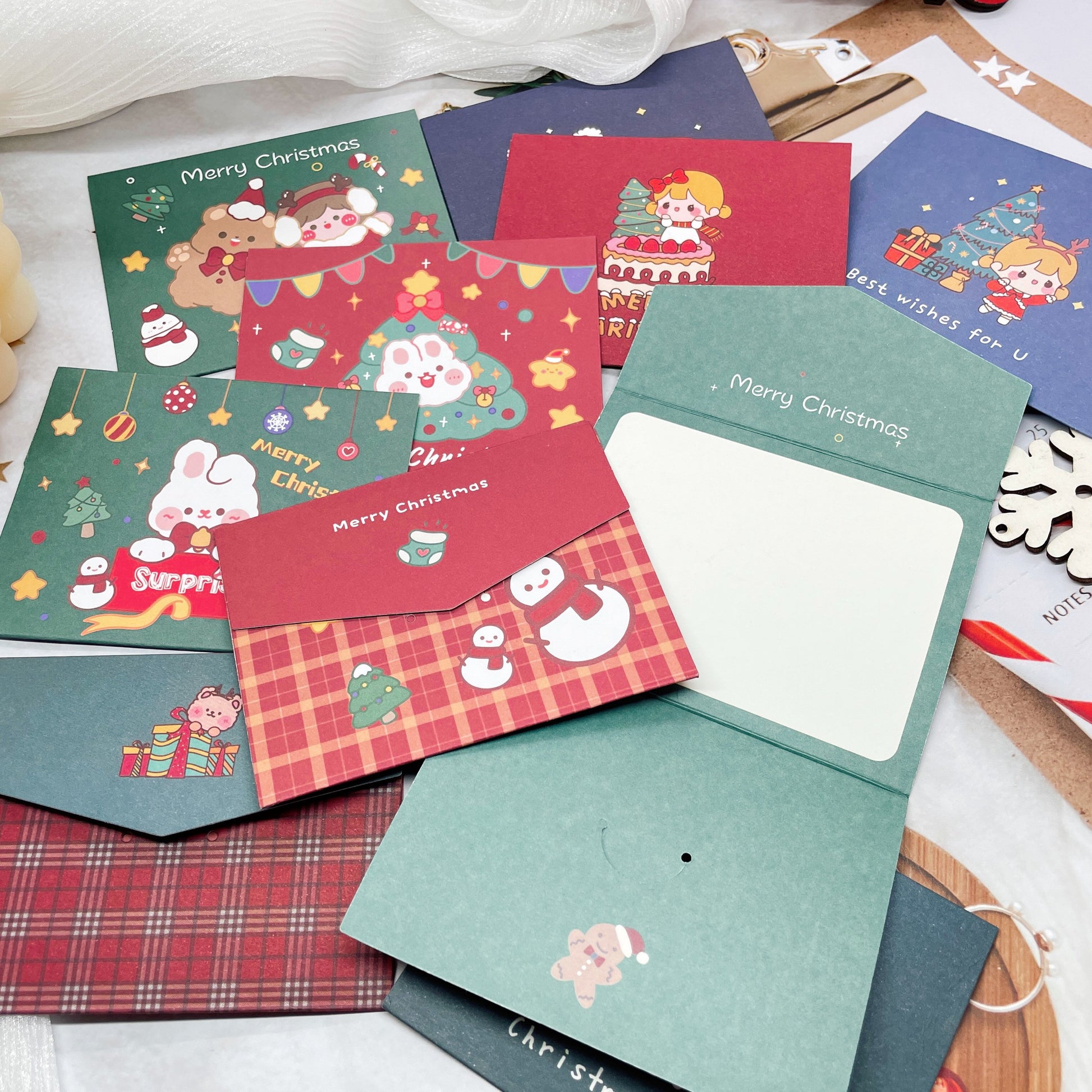 Christmas Greeting Cards - Blank Cards, Creative Greeting Cards, Cute Stationery, Kawaii Greeting Cards, Birthday Cards, Bunny, Teddy Bear