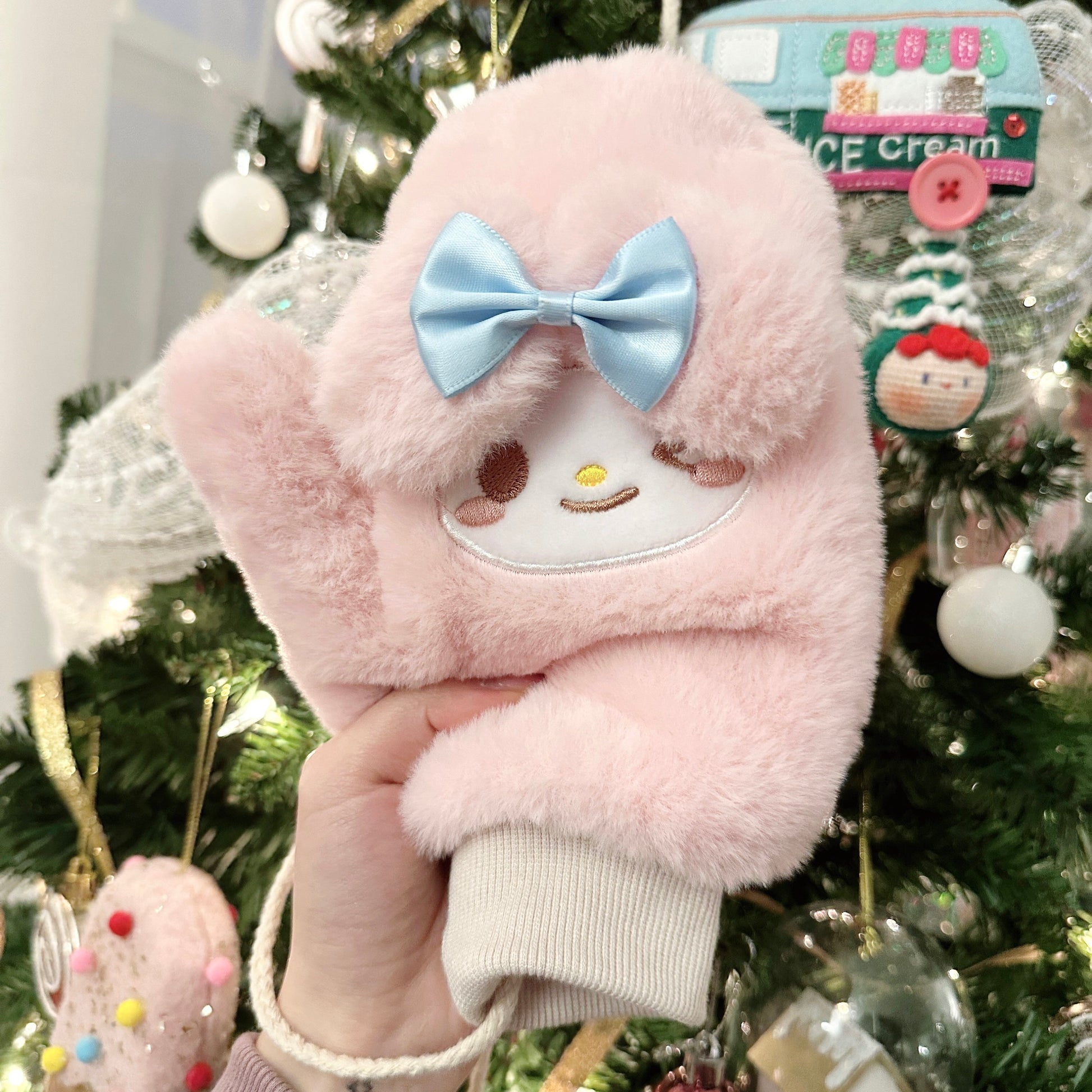 Kawaii Mittens, Sanrio Furry Mittens, My Melody Winter Gloves, My Melody Winter Mitten with Lanyard, Winter Gifts