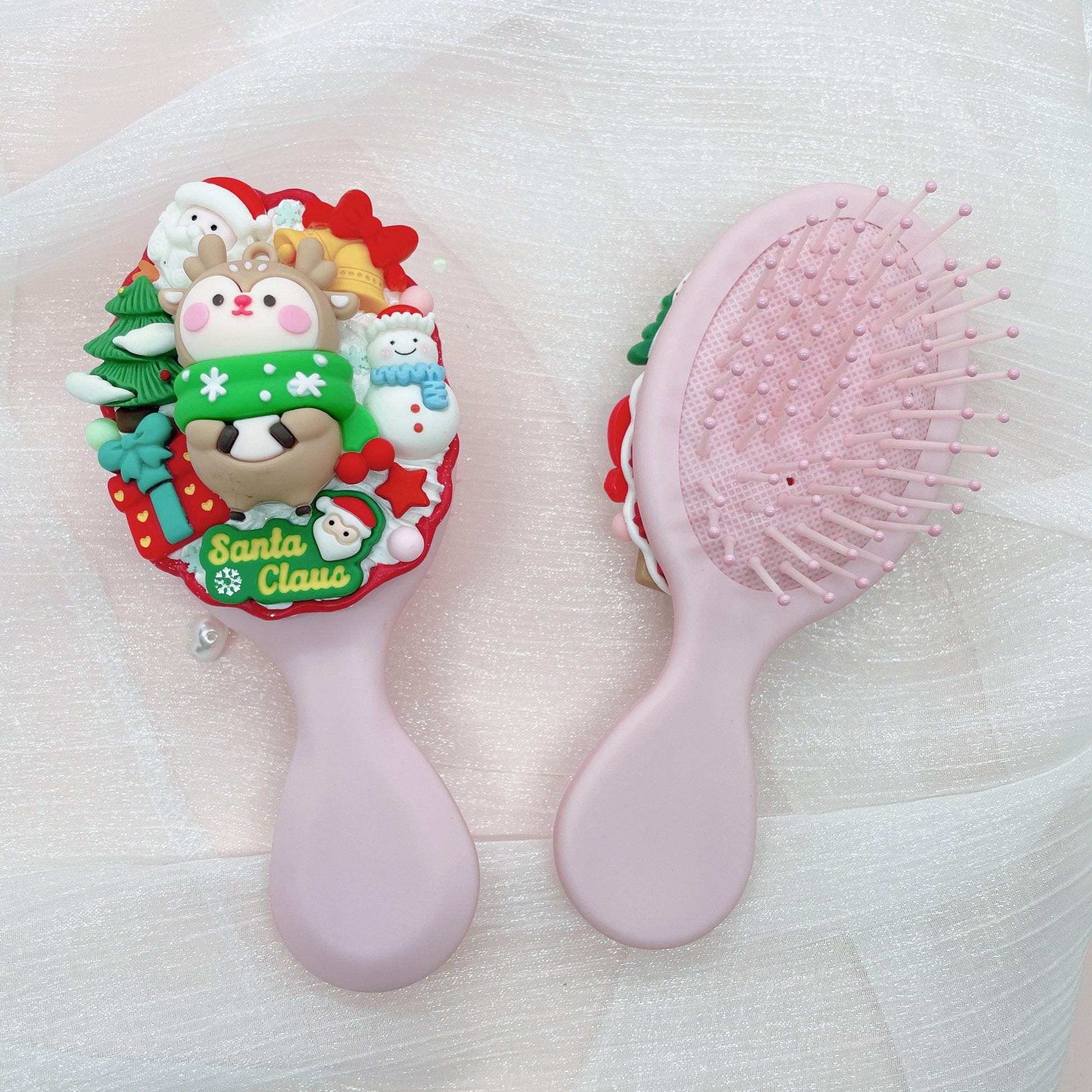 Kawaii Christmas hair brush, Handmade Decoden Hair Brushes, Random 1, each one is unique