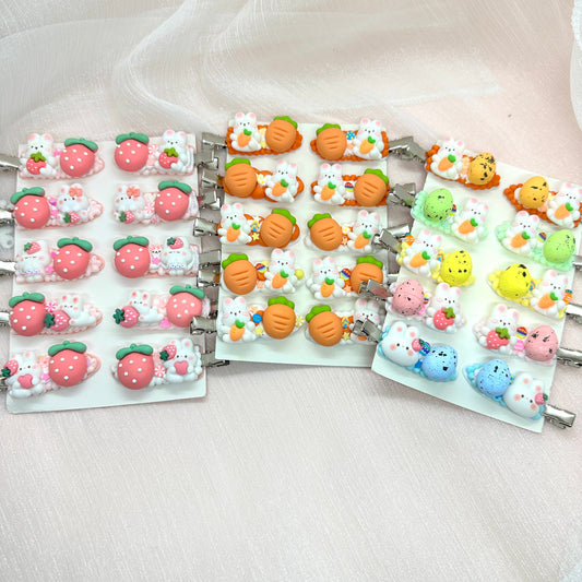 Kawaii Easter hair clips, Handmade Easter Barrette, Random 1, cute decoden hair accessories, each one is unique