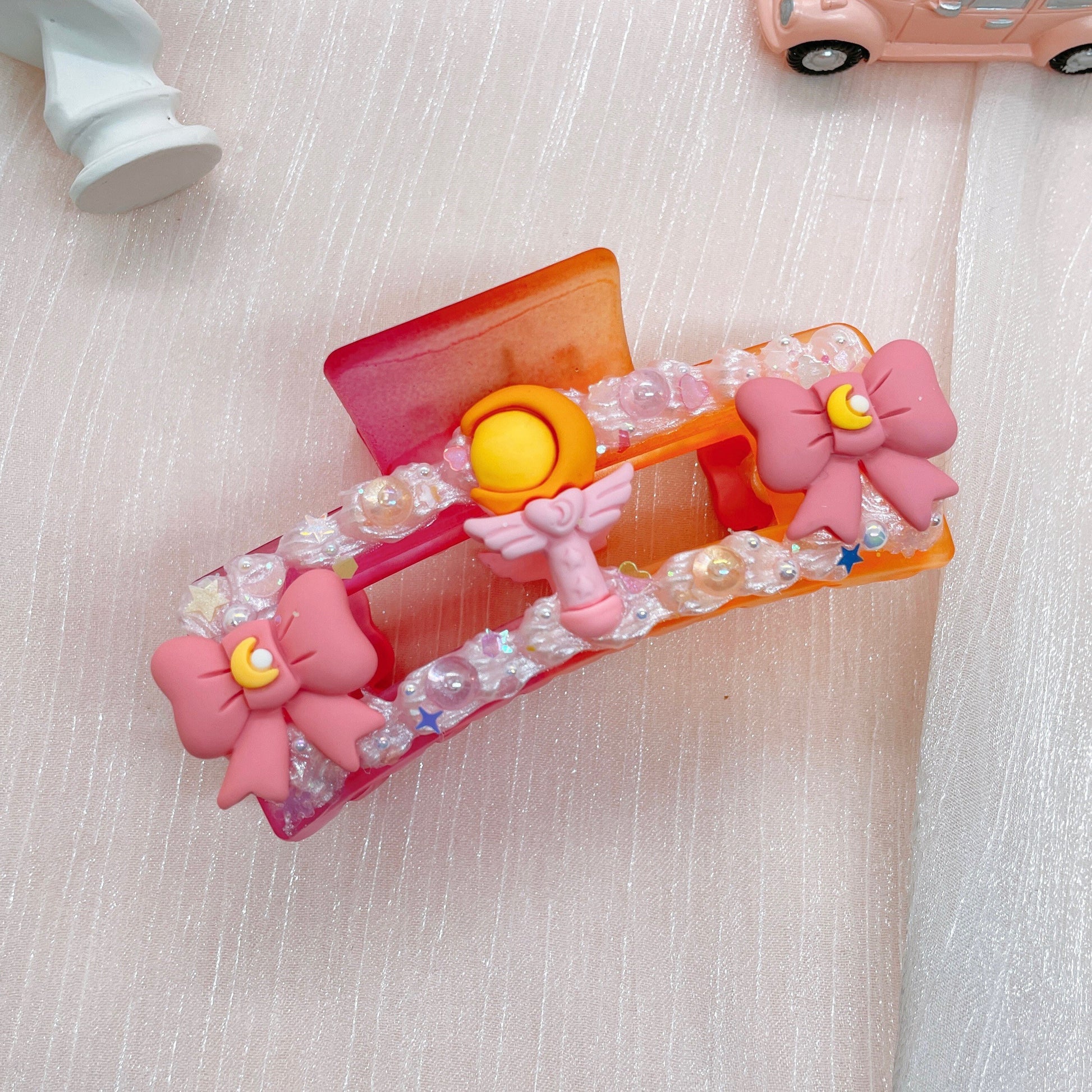 Handmade kawaii Sailor Moon Hair Claw Clip, Hair Accessories, Fake Cream Hair Clips, decoden hair claw, Girl Hair Clips