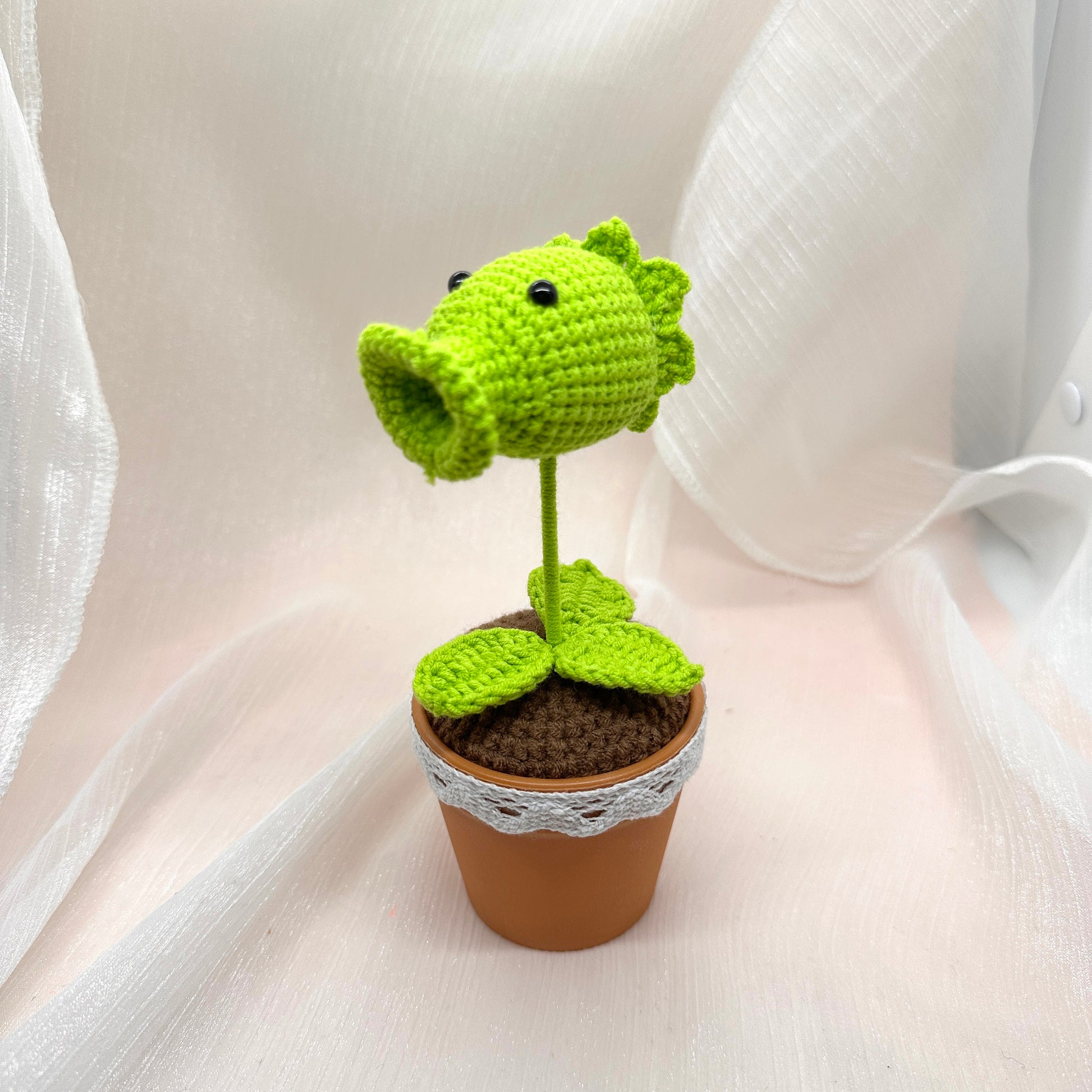 Crochet Plants vs. Zombies Pea Shooter Potted Plant, Handmade Knitted Plants, Gift Ideas, Decorative Flower, Car Decoration